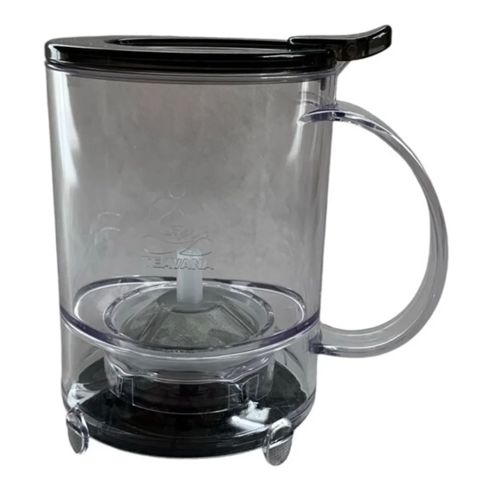 Teavana Perfect Tea Glass Press Maker Pot Black Transparent 6.5